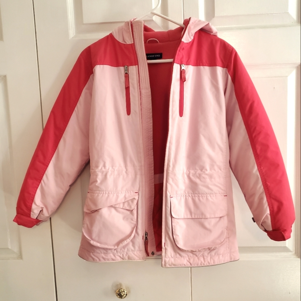 Girls 12-14 Medium Pink Coat with Hood/Visor, EUC